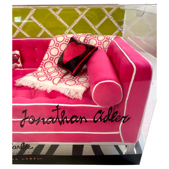 Barbie Jonathan Adler Sofa Couch Pink Happy Chic Gift Set Anniversary NRFB READ - Picture 10 of 16